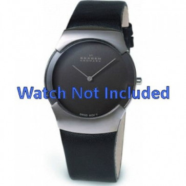 Horlogeband Skagen 582XLSLM / 583XLSLB / 583XLSLC Leder Zwart 25mm